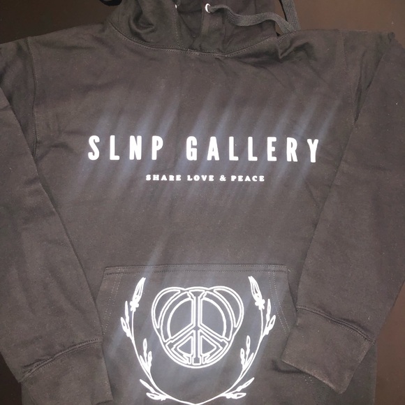 SLNP Gallery Share Love & Peace Lightweight Black Hoodie - Picture 1 of 3